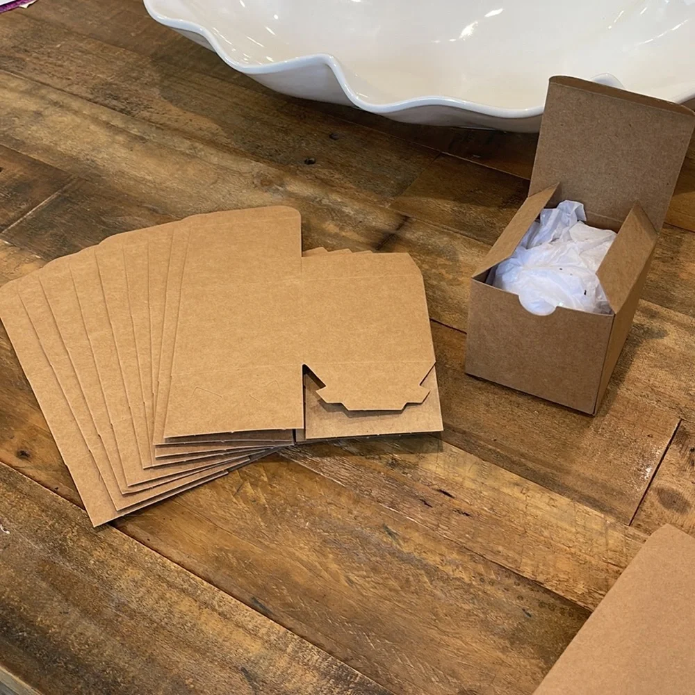 set of 20 BRAND NEW Kraft Brown Gift Boxes, ten 3” & ten 4” cubed, any occasion